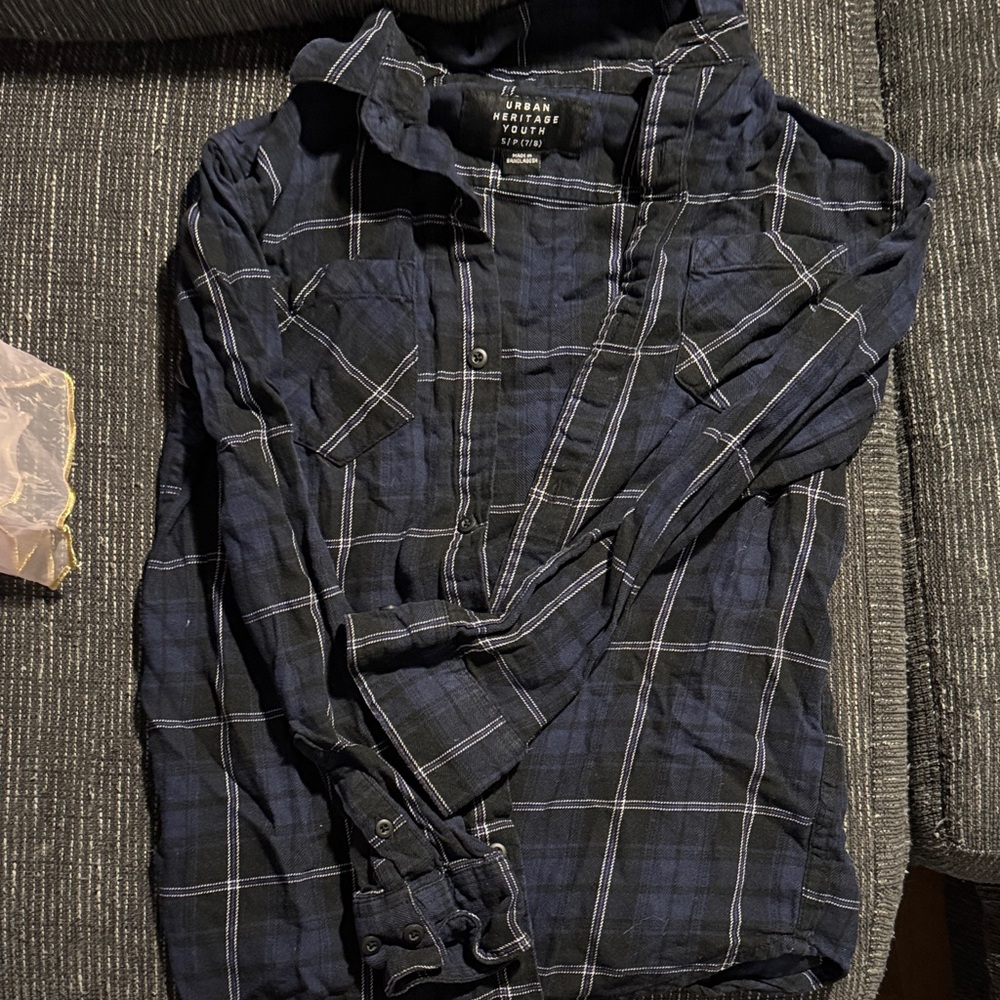 $5- Urban Outfitters Navy Checkered Shirt